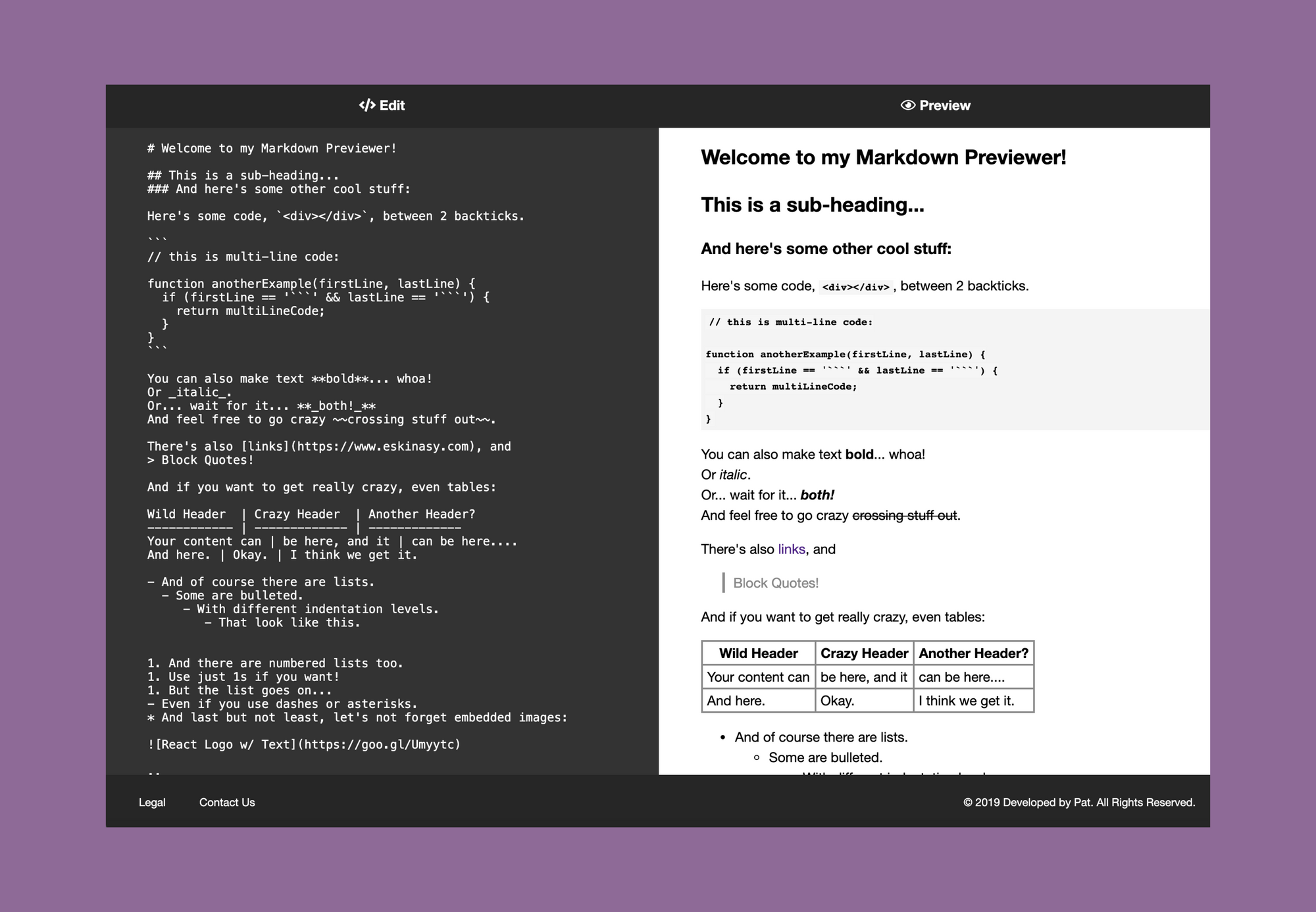 Markdown Previewer